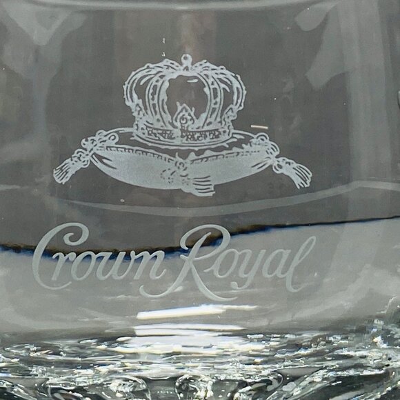 Crown Royal Whiskey Glass 10 Oz Low Ball Rock Glass 8 Point Bottom Italy - Picture 2 of 12